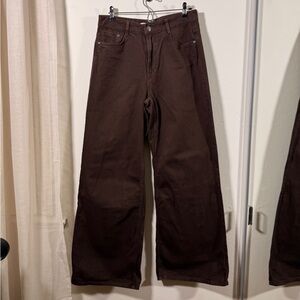 Zara brown wide leg jeans